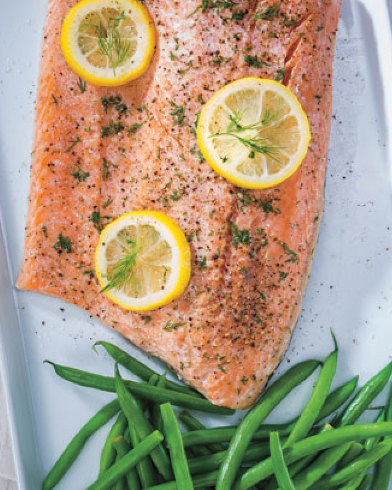 5-Ingredient Slow Cooker Poached Salmon with Green Beans