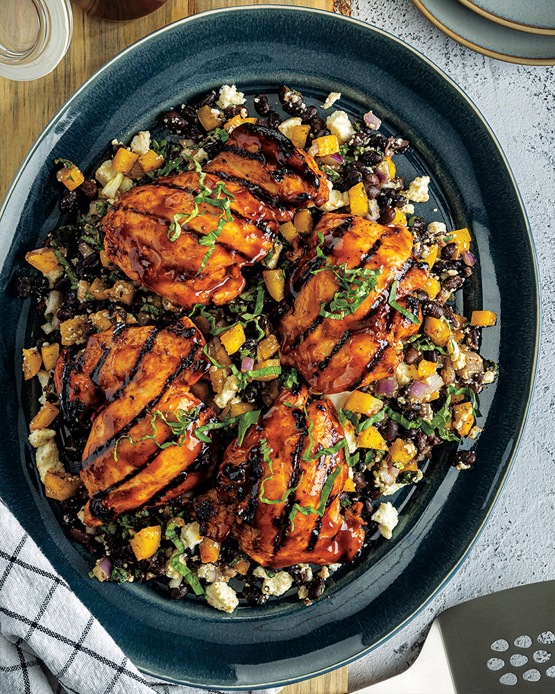 BBQ Chicken Thighs with Black Bean Salad