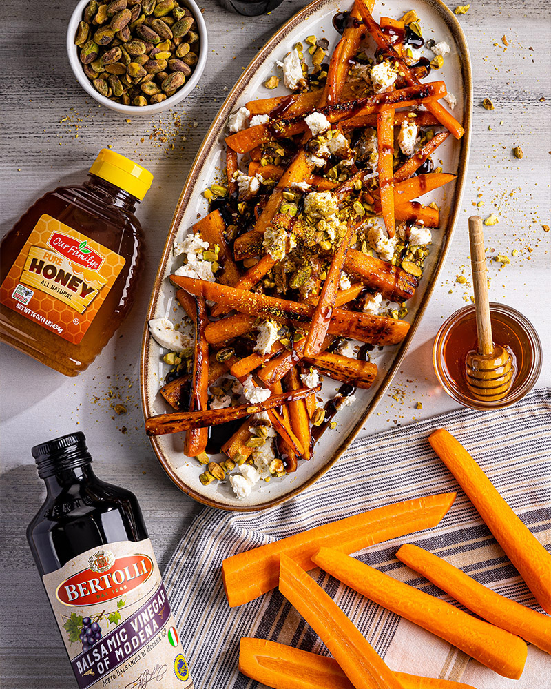 Charred Carrots with Balsamic Glaze & Goat Cheese