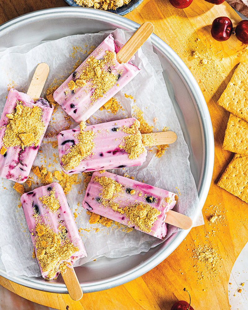 Cherry Cheesecake Yogurt Pops