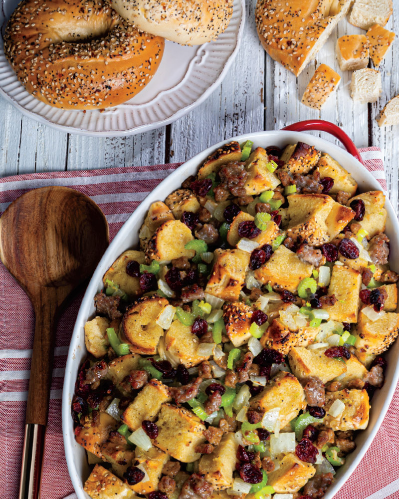 Everything Bagel Stuffing with Sausage & Cranberries