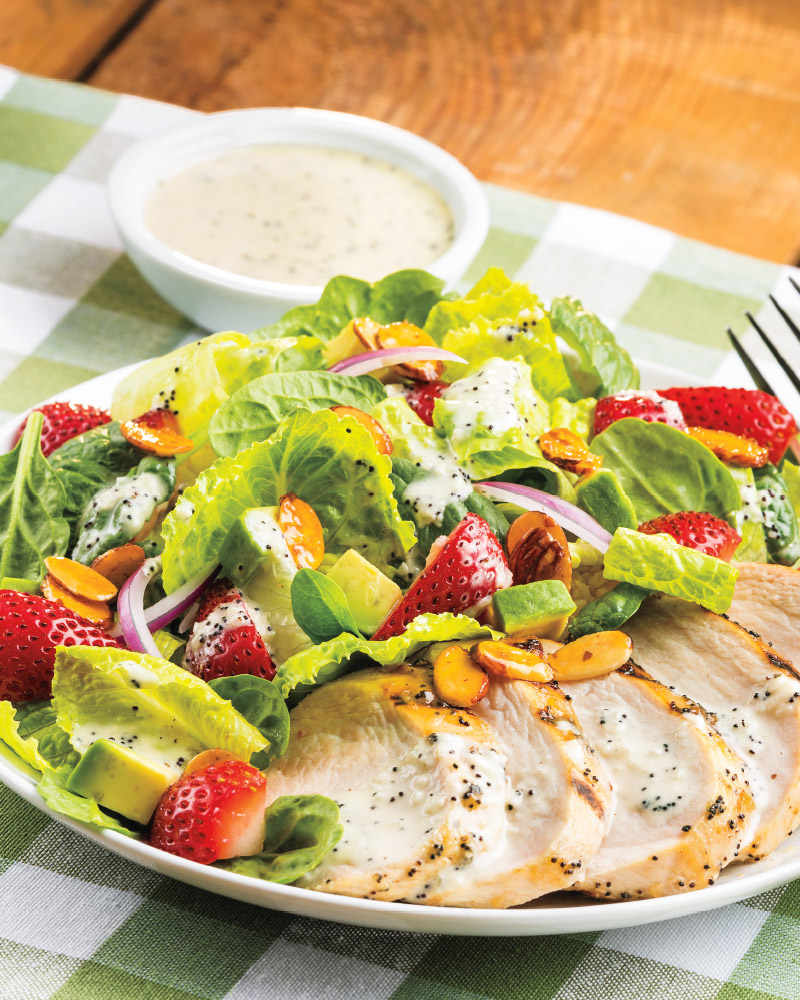 Grilled Chicken & Strawberry Salad with Sweet Onion-Poppy Seed Dressing