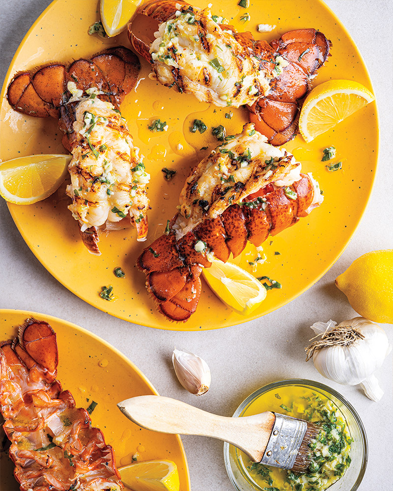 Grilled Garlic-Herb Butterflied Lobster Tails