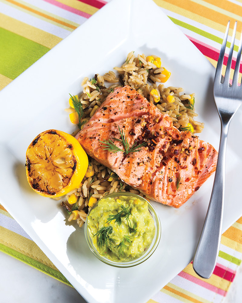 Grilled Salmon with Avocado-Corn Butter