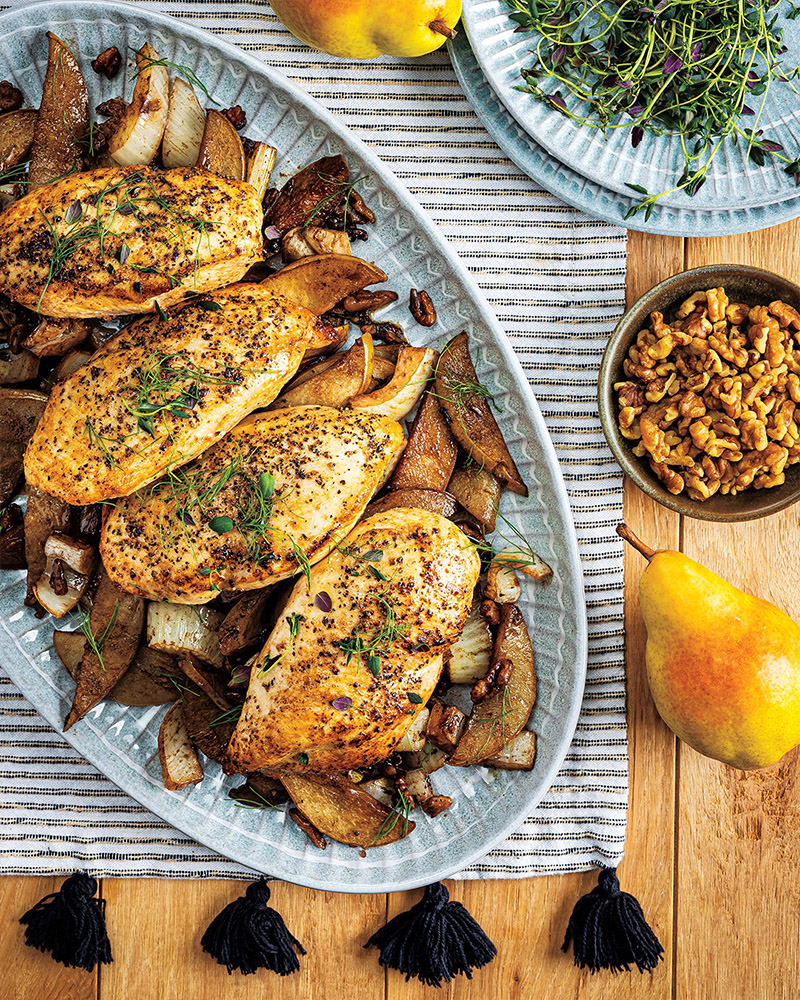 Roasted Chicken with Balsamic Pears & Fennel