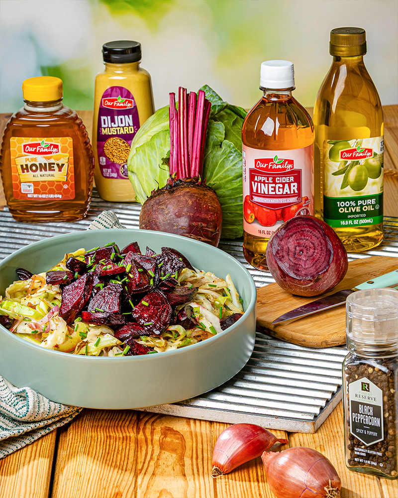 Warm Cabbage Salad with Roasted Beets & Mustard Vinaigrette