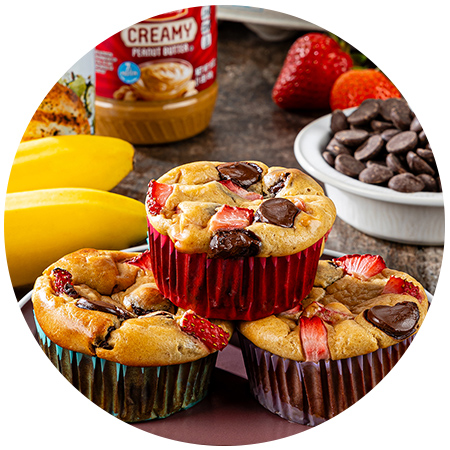 >High-Protein Strawberry, Banana & Peanut Butter Muffins